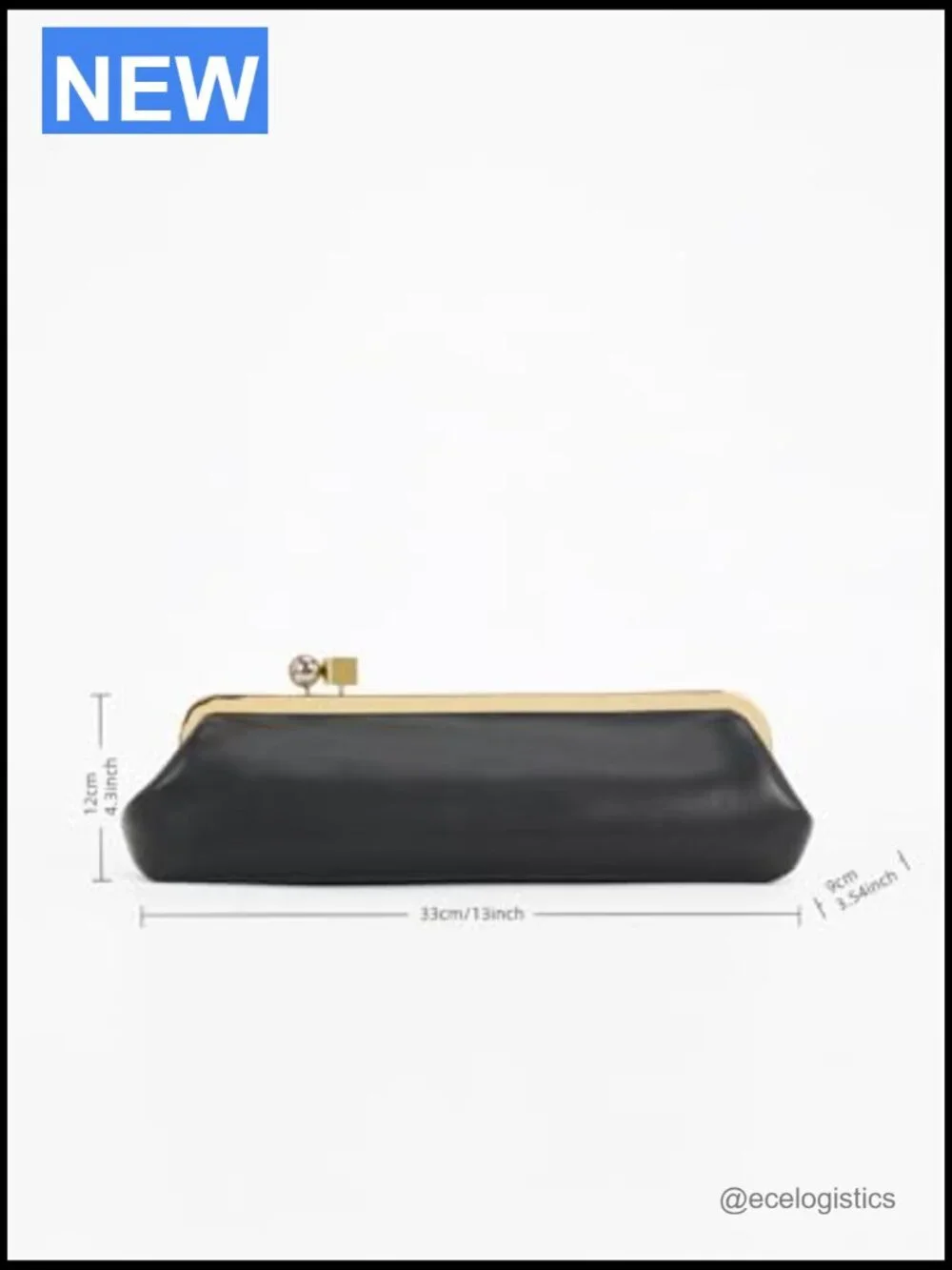 Kisslock Clutch Purse, Microfiber Leather Evening Bag with Gold Frame Clasp,
